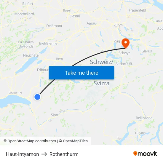 Haut-Intyamon to Rothenthurm map