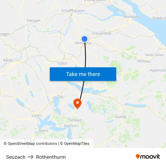 Seuzach to Rothenthurm map