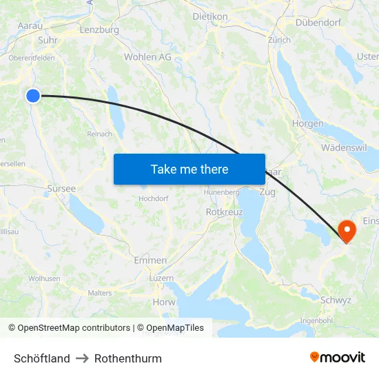 Schöftland to Rothenthurm map