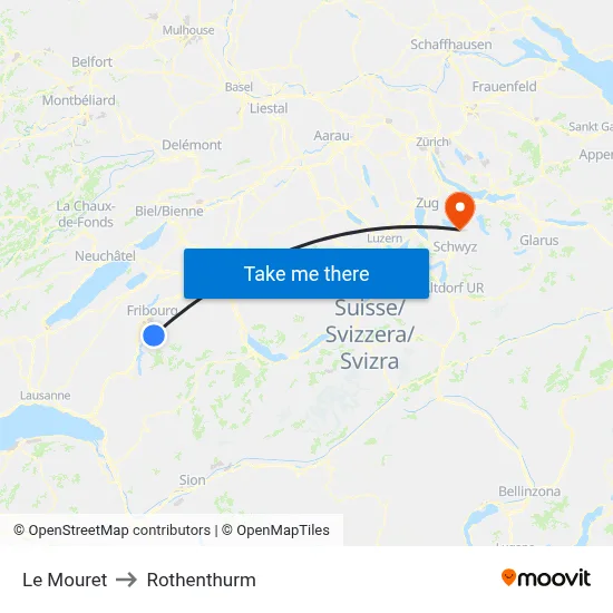 Le Mouret to Rothenthurm map