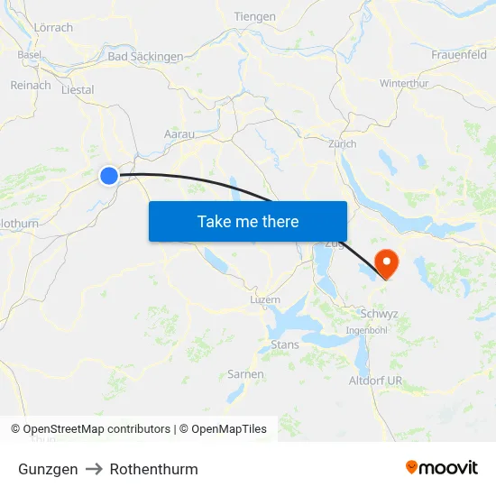 Gunzgen to Rothenthurm map