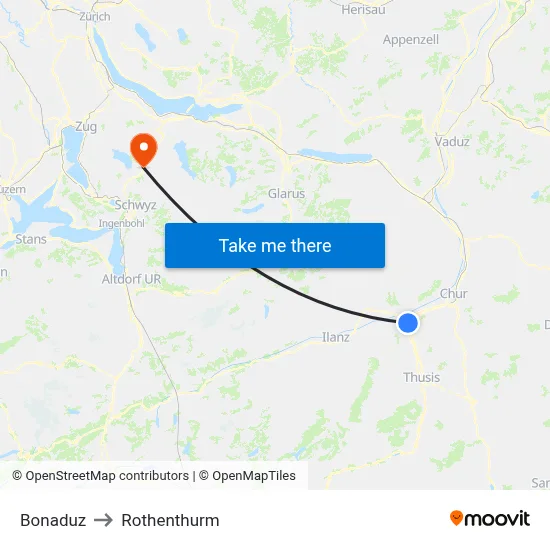 Bonaduz to Rothenthurm map