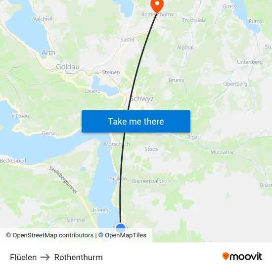 Flüelen to Rothenthurm map