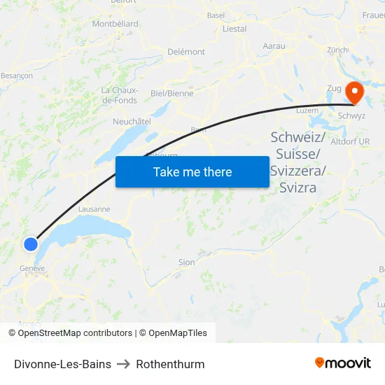 Divonne-Les-Bains to Rothenthurm map