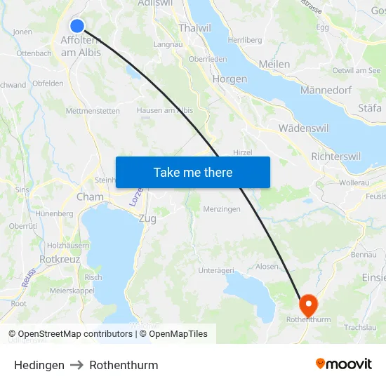 Hedingen to Rothenthurm map