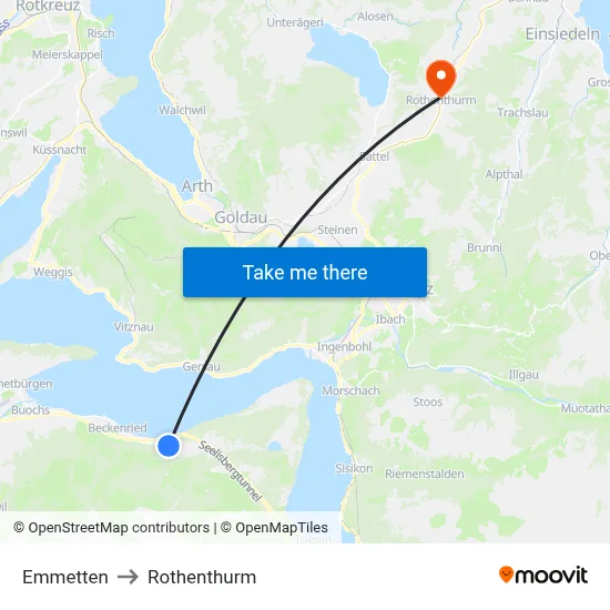 Emmetten to Rothenthurm map