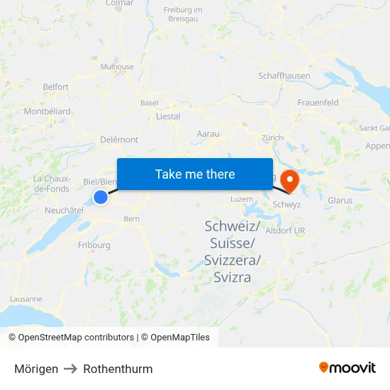 Mörigen to Rothenthurm map