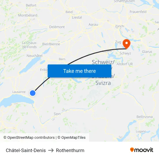 Châtel-Saint-Denis to Rothenthurm map