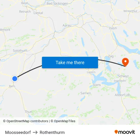 Moosseedorf to Rothenthurm map