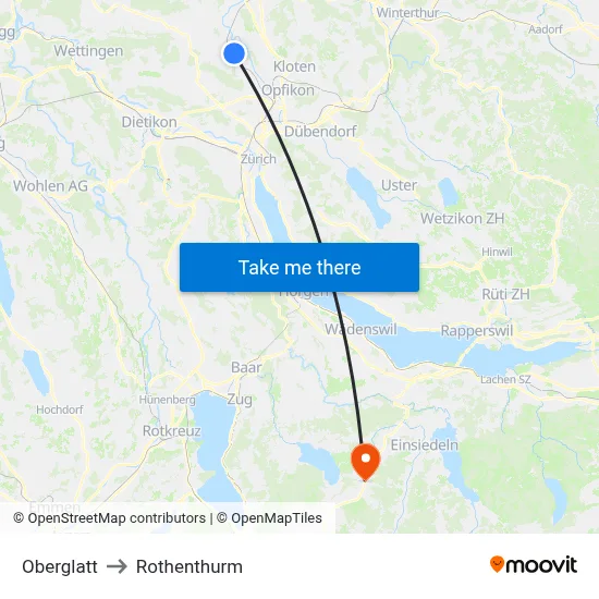 Oberglatt to Rothenthurm map