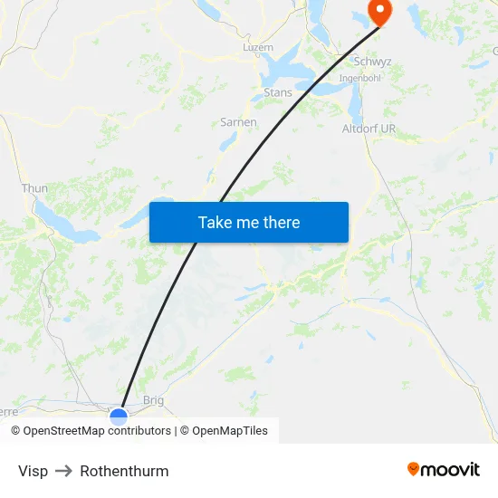 Visp to Rothenthurm map