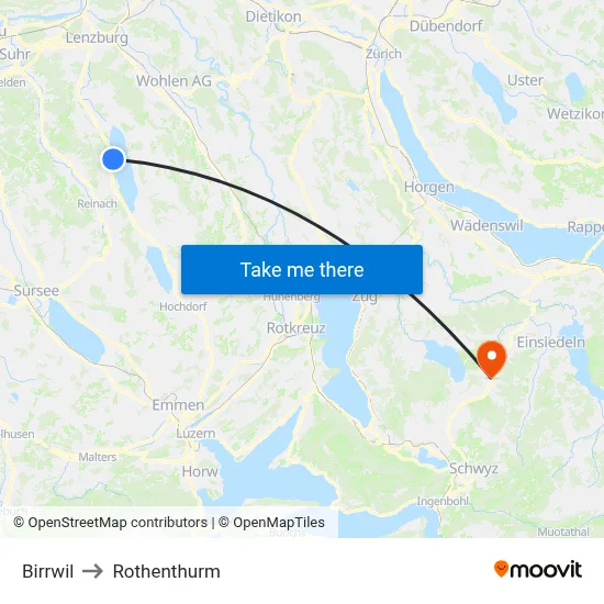 Birrwil to Rothenthurm map