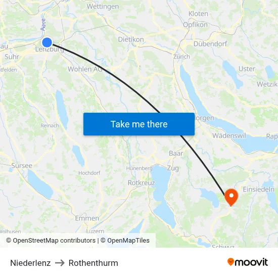 Niederlenz to Rothenthurm map