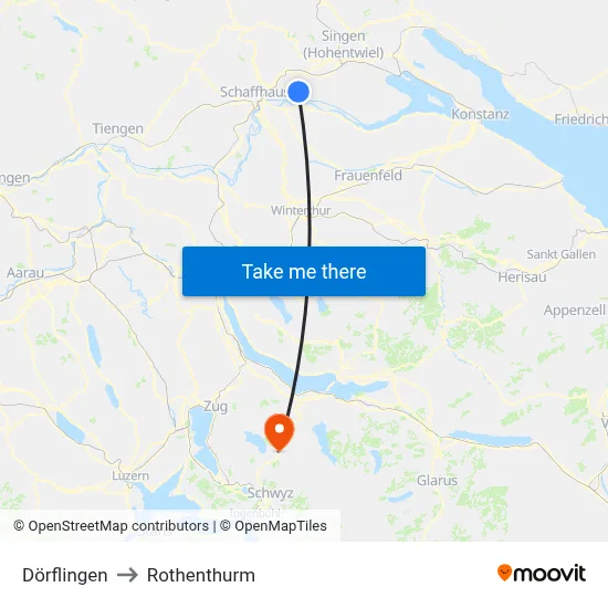 Dörflingen to Rothenthurm map