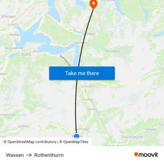 Wassen to Rothenthurm map