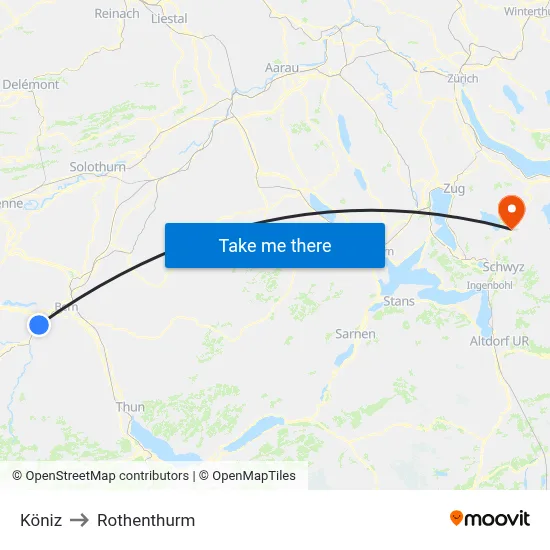Köniz to Rothenthurm map