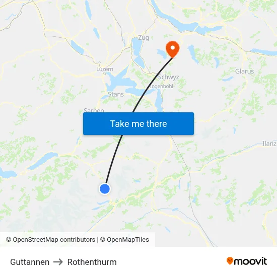Guttannen to Rothenthurm map