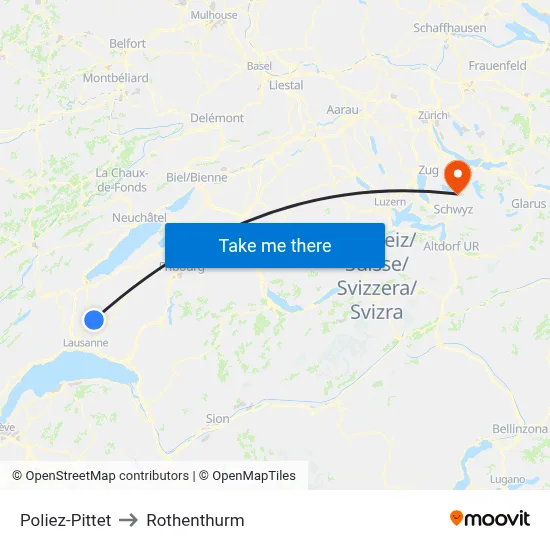 Poliez-Pittet to Rothenthurm map