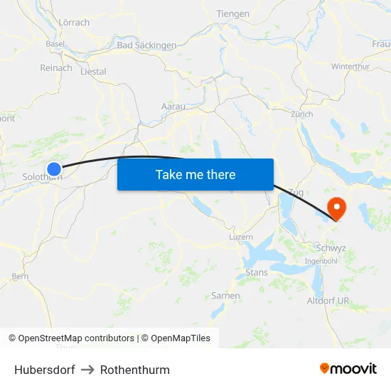 Hubersdorf to Rothenthurm map
