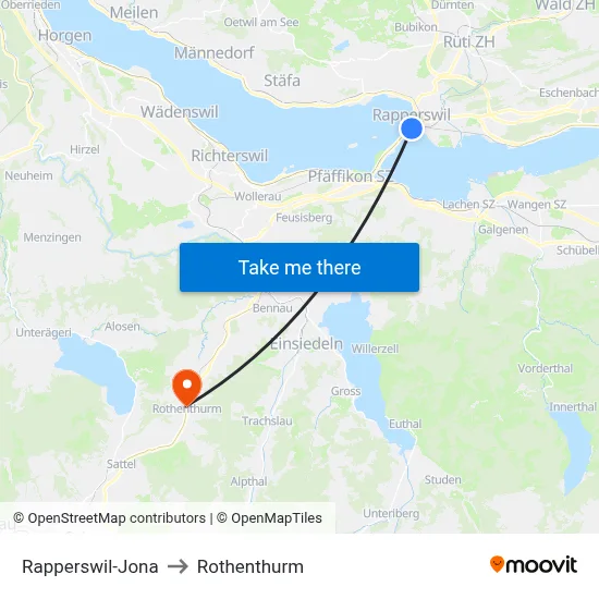 Rapperswil-Jona to Rothenthurm map