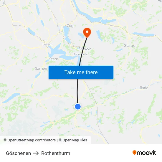Göschenen to Rothenthurm map