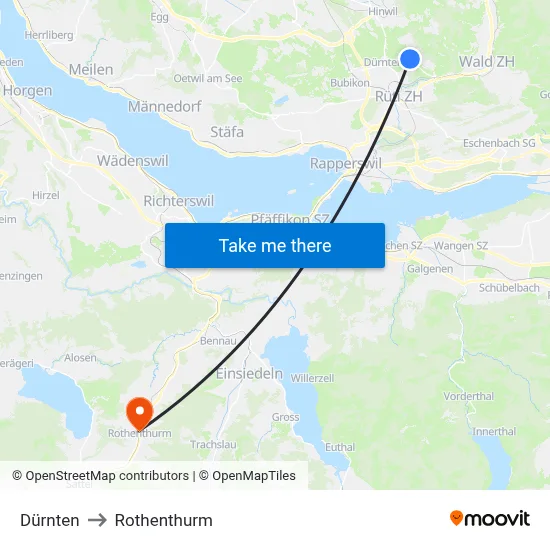 Dürnten to Rothenthurm map
