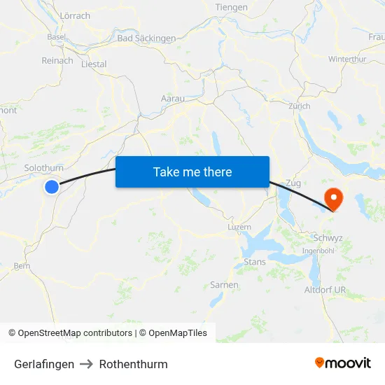 Gerlafingen to Rothenthurm map