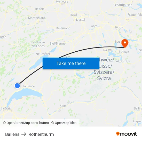 Ballens to Rothenthurm map