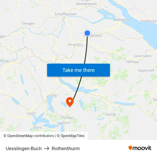 Uesslingen-Buch to Rothenthurm map