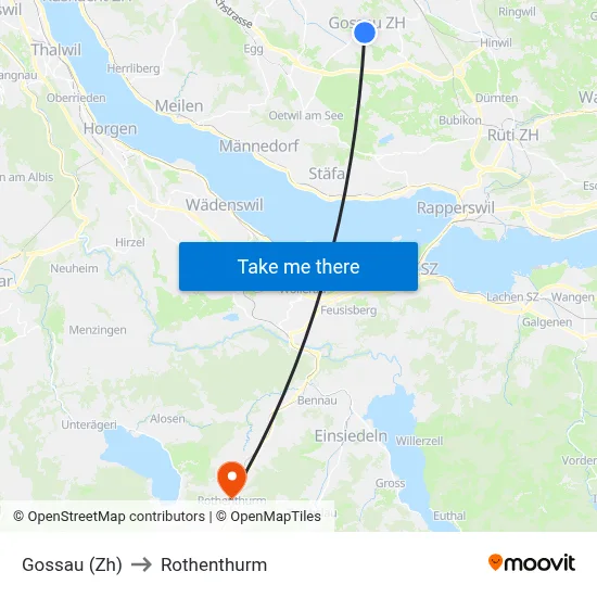 Gossau (Zh) to Rothenthurm map