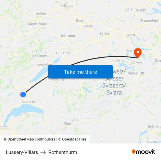 Lussery-Villars to Rothenthurm map