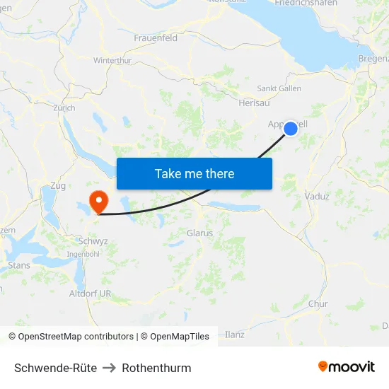 Schwende-Rüte to Rothenthurm map