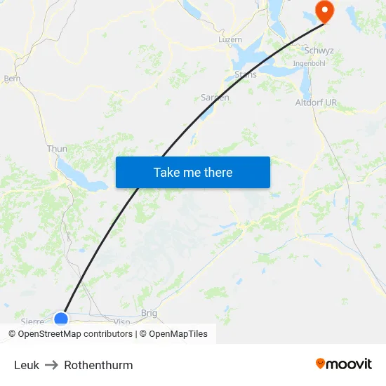 Leuk to Rothenthurm map