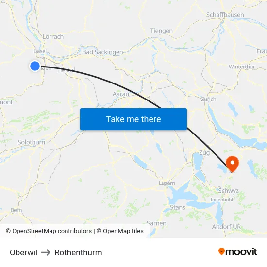 Oberwil to Rothenthurm map