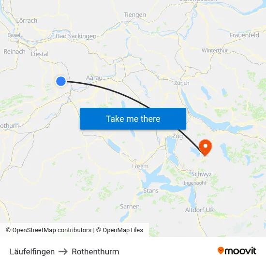 Läufelfingen to Rothenthurm map