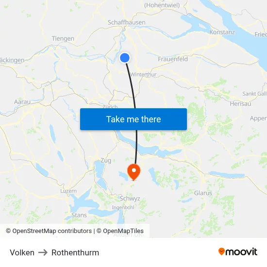 Volken to Rothenthurm map