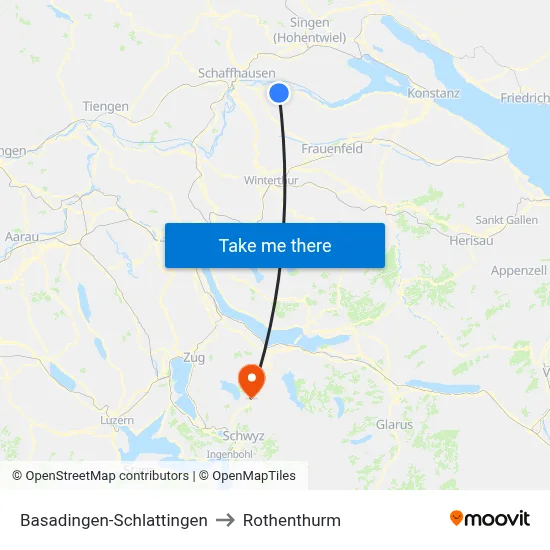 Basadingen-Schlattingen to Rothenthurm map
