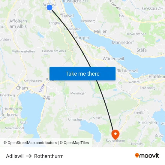 Adliswil to Rothenthurm map