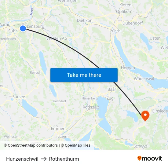 Hunzenschwil to Rothenthurm map
