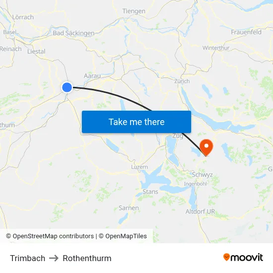 Trimbach to Rothenthurm map