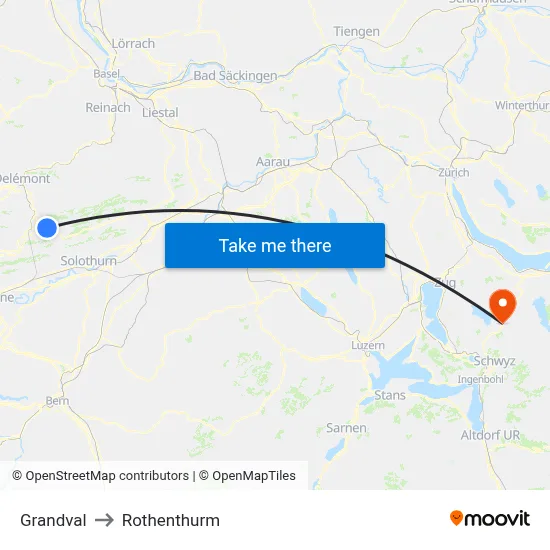 Grandval to Rothenthurm map