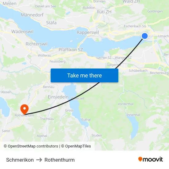 Schmerikon to Rothenthurm map