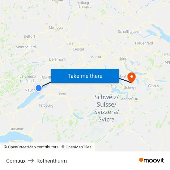 Cornaux to Rothenthurm map