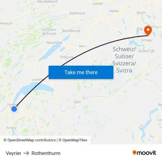 Veyrier to Rothenthurm map