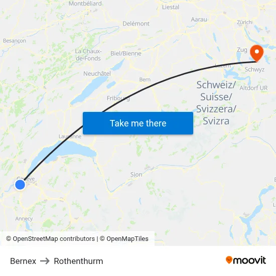 Bernex to Rothenthurm map
