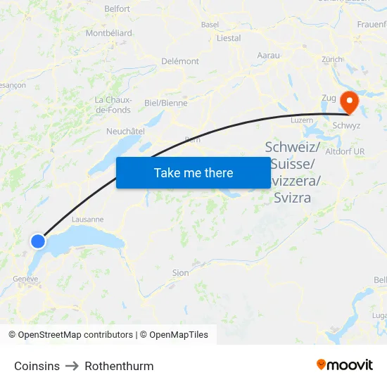 Coinsins to Rothenthurm map