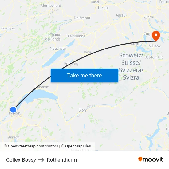 Collex-Bossy to Rothenthurm map