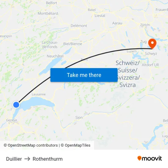 Duillier to Rothenthurm map