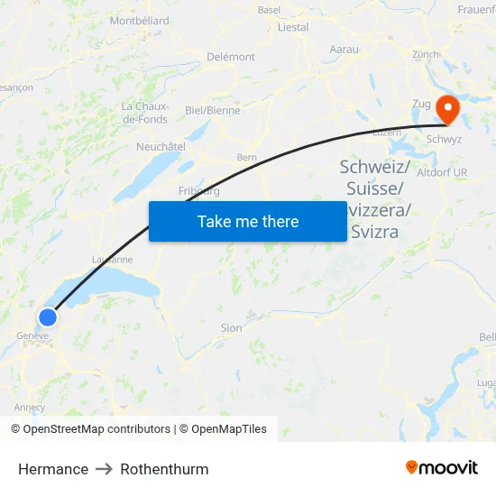 Hermance to Rothenthurm map