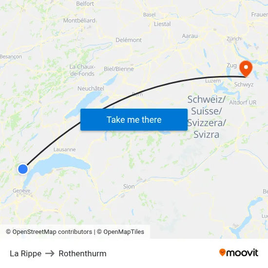La Rippe to Rothenthurm map